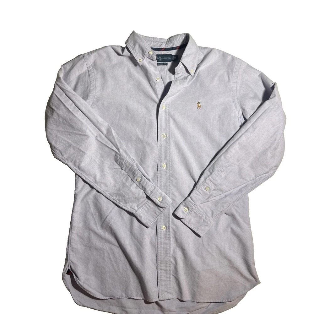 Ralph Lauren Mens Medium Long Sleeve Shirt Vintage 90s Light Purple Lilac Oxford